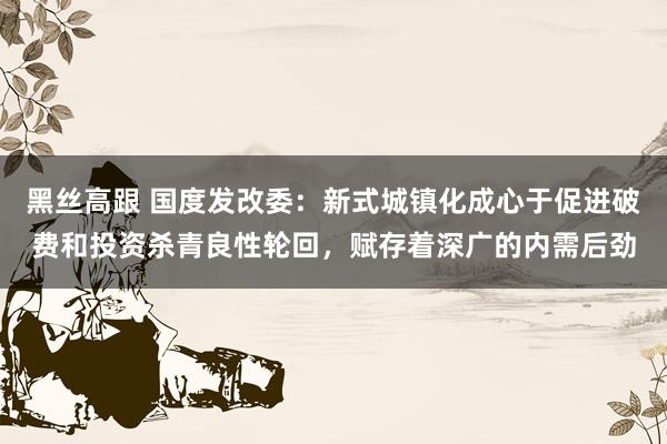 黑丝高跟 国度发改委：新式城镇化成心于促进破费和投资杀青良性轮回，赋存着深广的内需后劲