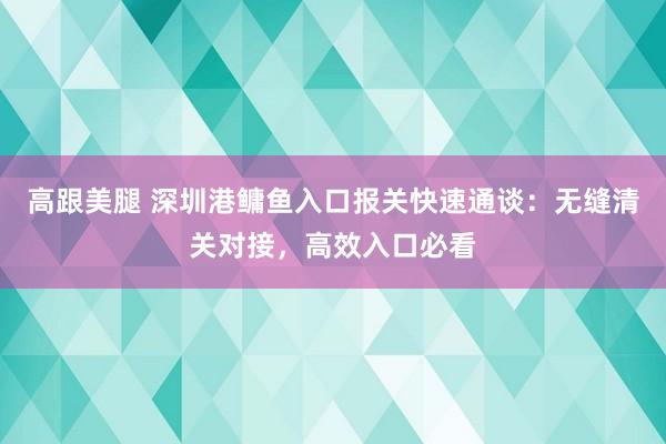 高跟美腿 深圳港鳙鱼入口报关快速通谈：无缝清关对接，高效入口必看