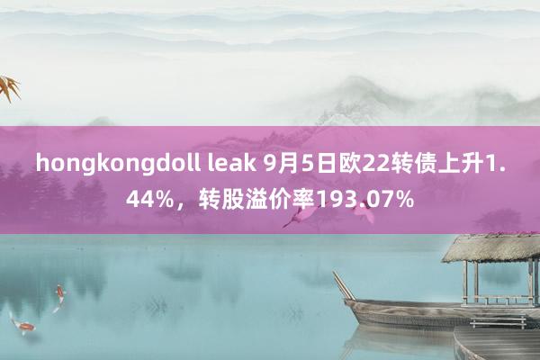 hongkongdoll leak 9月5日欧22转债上升1.44%，转股溢价率193.07%